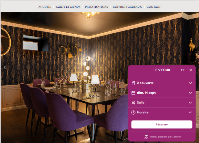 Plateforme digitale de réservation pour restaurant gastronomique