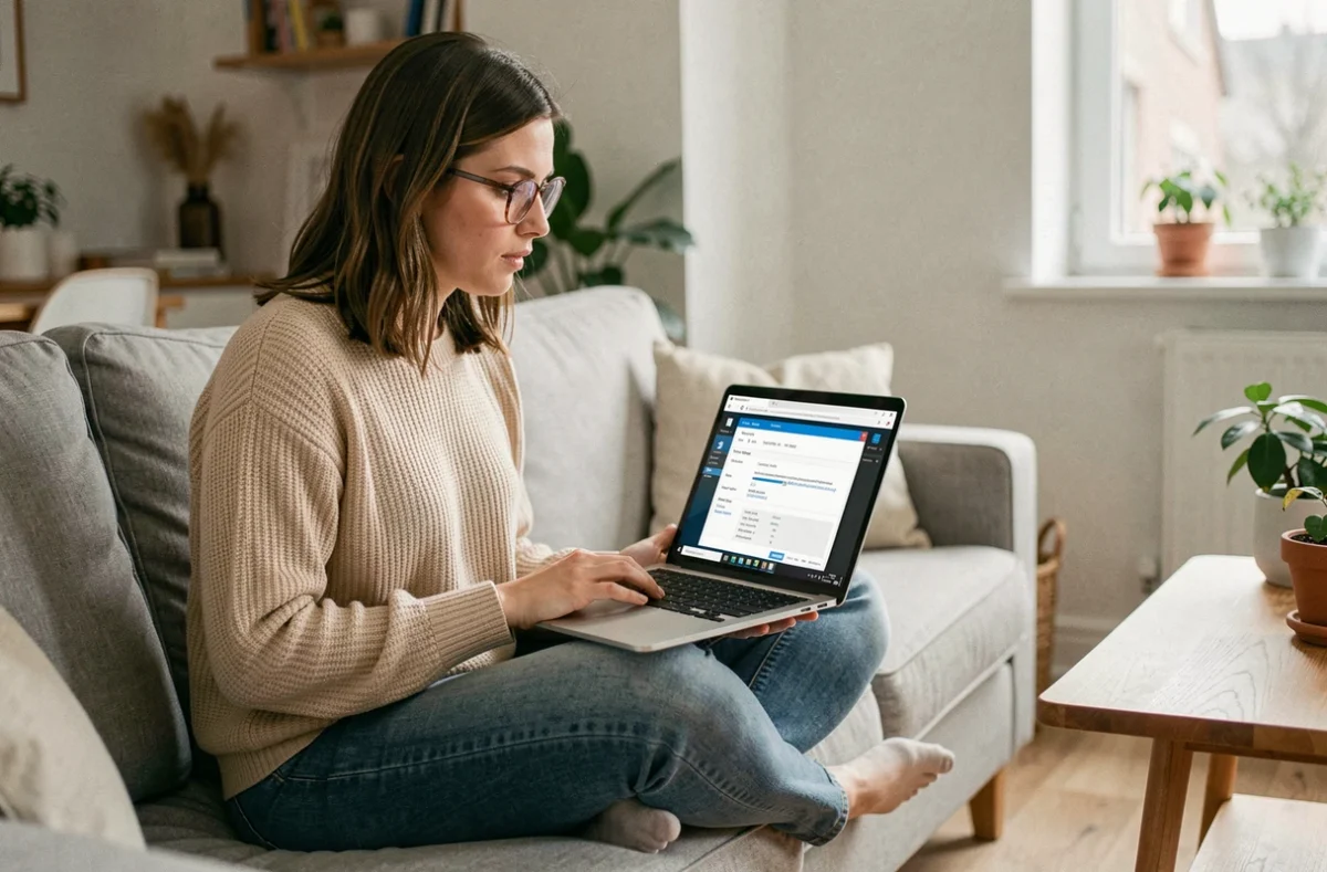 Femme vérifiant le mode UEFI ou Legacy sur son ordinateur portable via les informations système Windows